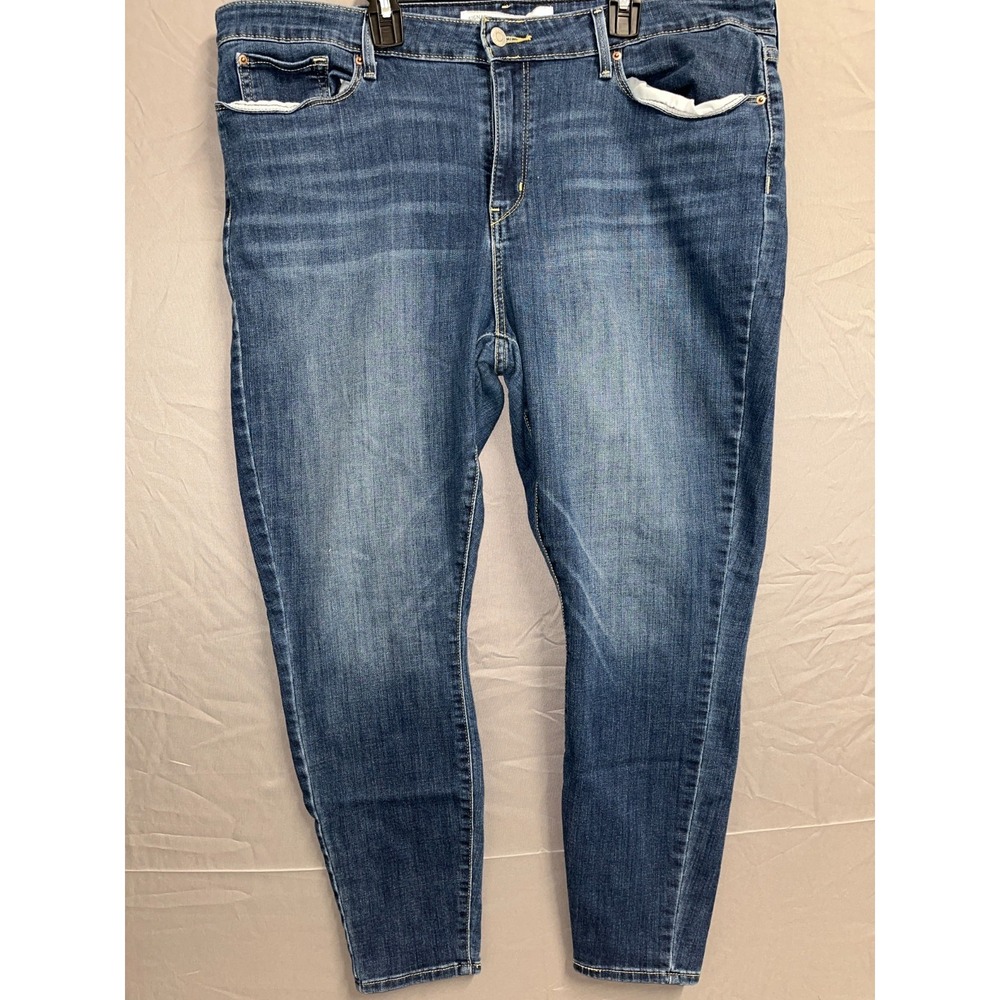 Signature By Levi's Mid Rise Skinny Jeans Womens 18S 34x28 Blue Whiskering Denim